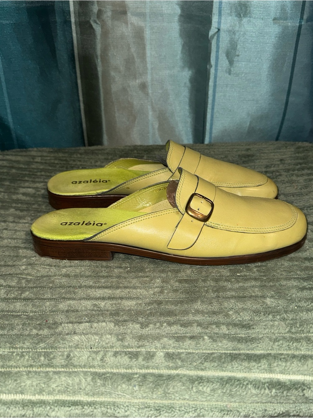 Azaléia Leather Buckle Mule Clogs